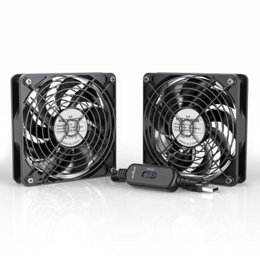 Imagem de Ventilador USB duplo de 120 mm com controlador de 3 velocidades, KEYNICE DC 5 V para ventilador de mesa para receptor AV DVR Playstation TV Box computador gabinete de refrigeração