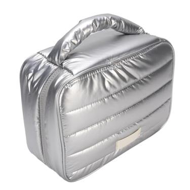 Imagem de Grande Capacidade de Maquiagem Elegante Organizador de Bolsas Cosméticas à Prova de Chuva Portátil para Viagens Em Casa (Prata)