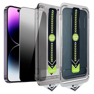 Imagem de SOOPUR Pacote com 2 protetores de tela de privacidade, película de vidro temperado anti-espião aprimorada de 25°, remoção automática de poeira, instalação fácil e rápida com kit de alinhamento