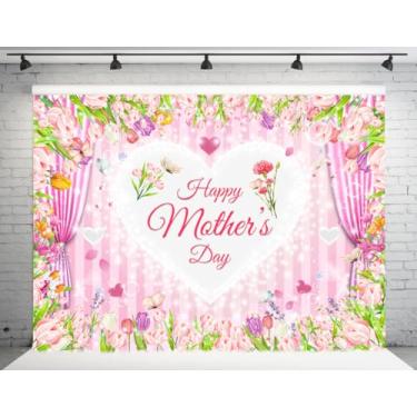 Imagem de DHXXSC Fundo com imagem de flor listrada rosa de 3,5 x 2,5 m, feliz dia das mães, decoração de festa, fundo para fotografia de férias DH-315