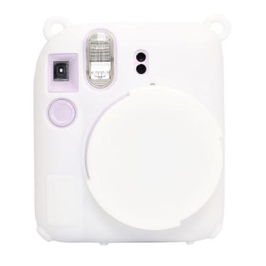 Imagem de AEXUTDA Capa para câmera Instax Mini12, capa de silicone para câmera Mini12, antiarranhões, ajuste fino, pele macia, acessórios Mini12 com cobertura de lente destacável, branca