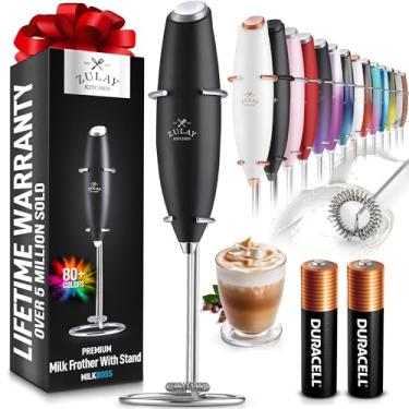 Imagem de Zulay Kitchen Potente espumador de leite com 2 baterias Duracell – batedor portátil ultrarrápido – batedor elétrico de espuma para café, latte, cappuccino, matcha, chocolate quente e creme – preto