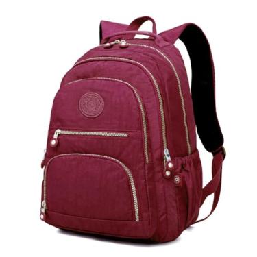 Imagem de Mochila Bolsa Leve Fofa Feminina Bordo Vinho Fashion Viagem Estudante Casual Faculdade Impermeável