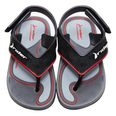 Imagem de Chinelo Infantil Grendene Rider R Line Plus II Menino, Preto, Vermelho