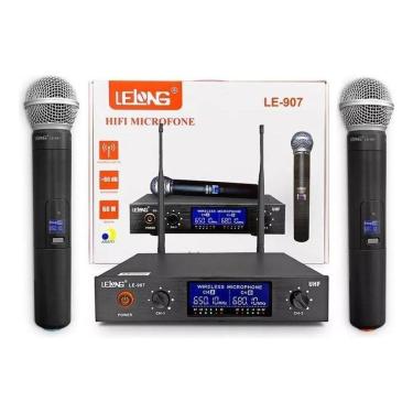 Imagem de Kit Microfone Sem Fio Duplo Profissional Certificado Anatel