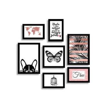 Imagem de Kit 7 Placas Quadros Decorativos Sala de Estar Borboleta Free Nossos S
