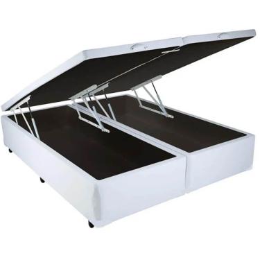 Imagem de Base Box Bipartida Baú King em Corino Universal 41x203x193 Cor Branco