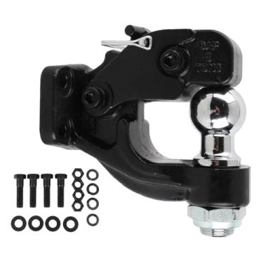 Imagem de Engate de pino receptor de 8 toneladas com bola de engate de 2 polegadas, engate de pino de aço forjado preto, engate de reboque, engate de combinação de gancho receptor para