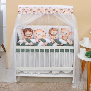 Imagem de Kit Mini Berço com 12 peças Saia de Berço Bebê Menino Leaozinho - Cari