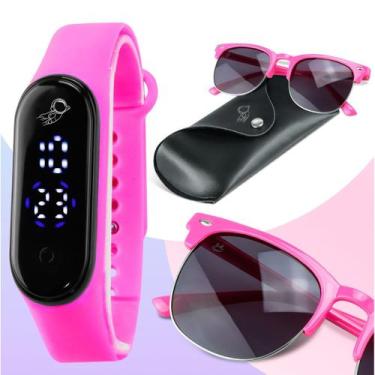 Imagem de relogio digital infantil prova dagua led + case + oculos sol menina aj