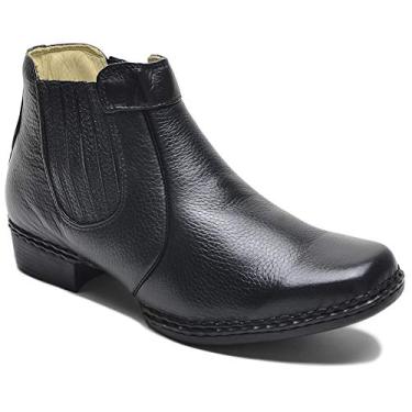 Imagem de Bota Social Couro Nobre Confortável Masculina Conforto 040-q (36, Preto)