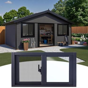 Imagem de Substituição de janela de galpão 17x41, janelas deslizantes de ventilação do porão com tela e vidro temperado, janelas de moldura de alumínio de 7,6 cm de profundidade para galinheiros, banheiro, casa