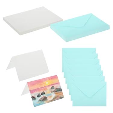 Imagem de PATIKIL Cartões de aquarela de algodão puro 12 x 17 cm, 25 conjuntos de cartões postais com envelopes 63,5 kg/300 g/m2 para pintura artística notas de agradecimento, azul