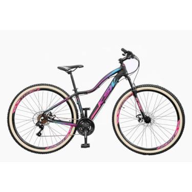 Imagem de Bike Aro 29 Alumínio Quadro KSW MWZA Modelo Feminino 27V Relação 3x9 Ampla Gama de Marchas com Troca Eficiente Freios a Disco,15,Preto Rosa Azul