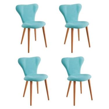 Imagem de Jogo Cadeira Jacobsen Linho Verde 82x53x51cm 4 Unidades - DAF