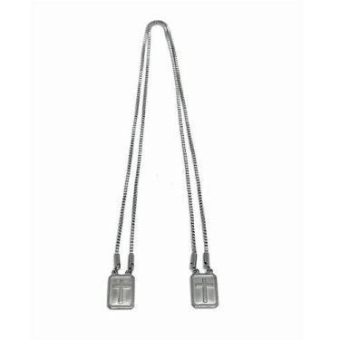 Imagem de Colar Escapulário Crucifixo Cruz Básico Aço Premium - 60cm - Pode molh