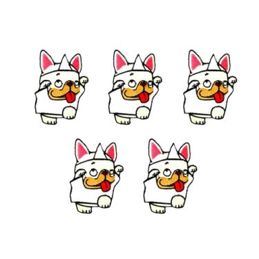 Imagem de TH88 Conjunto de 5 peças Mini Bulldog Francês Filhote de Cachorro Remendos Bonito Logotipo de Desenho Animado 5 Patches Costurar Ferro em Aplique Bordado Emblema Sinal Remendo Roupas DIY Fantasia