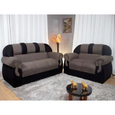 Imagem de Sofá 2 e 3 Lugares Marrom com Preto 603/601 Corsa - Alpoim