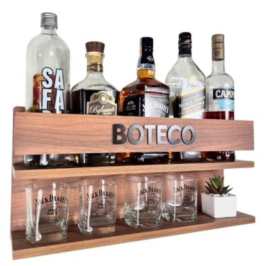 Imagem de Bar de Parede MDF Preto ou Amadeirado Barzinho para sala Bar suspenso compacto (Boteco - Amadeirado)