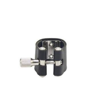 Imagem de Abraçadeira de Couro Ressonador de Metal Prata Clarinete - Genérica