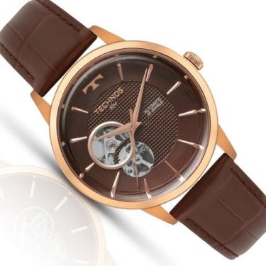 Imagem de Relógio Technos Masculino Automático Social Rose Couro