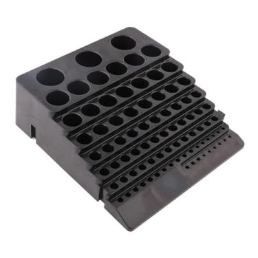 Imagem de KiBcsLic Organizador de fresa e alargador, suporte versátil para brocas, preto, para marcenaria, 85 Buracos