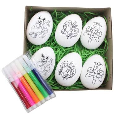 Imagem de Kit 12 Ovos De Páscoa Infantil Para Colorir Com Canetinhas - Gici Deco