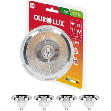 Imagem de 4 Lâmpadas Ar111 Led 11w Bivolt 24 Graus Gu10 Cor da Luz 2700K Amarela