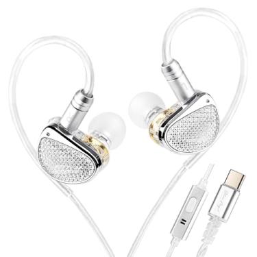 Imagem de Monitor intra-auricular TFZ STA-K, fones de ouvido estéreo HiFi com fio, drivers duplos híbridos, fones de ouvido IEM de som cristalino com cabo destacável de 2 pinos para músicos (com microfone USB