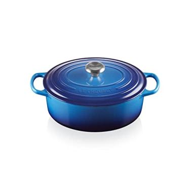 Imagem de Le Creuset Caçarola oval de ferro fundido esmaltado com tampa, 31 cm, 6,3 litros, azul, 21178312202430
