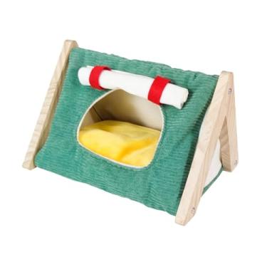 Imagem de IEUDNS Cama para Porquinho-da-índia, Plataforma de Atividades para Esconder Hamster, Casa Quente para Esconder Porquinho-da-índia para Brincar, Ratos Dormind, verde