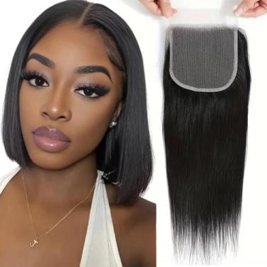 Imagem de Top Closure Aplique De Cabelo Humano Liso 4x4 Curto 25cm - bbless