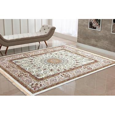 Imagem de Tapete Persa Belga Cl�ssico 200x140m Lav�vel com Franjas � Sala Quarto Luxo Macio e Dur�vel (COR010, 200x140)