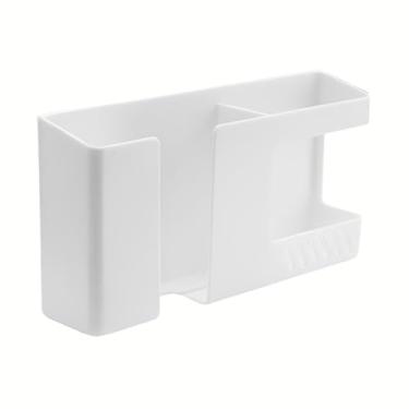 Imagem de Suporte de Parede 2 em 1 Branco Autoadesivo para Celular, Porta Controle Remoto e Acessórios (1)