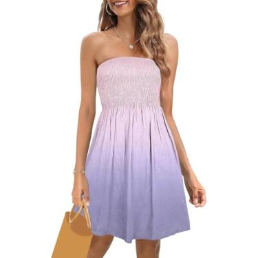 Imagem de Vestido Feminino Verão Smocked Strapless Vestidos Casual Beach Tube Top Vestido Saídas De Praia, P-2, L