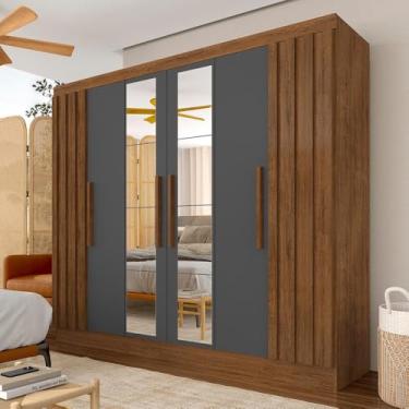 Imagem de Roupeiro Casal 6 Pts Ripado Com Espelho Camille Freijó/grafite - M.a Freijó/grafite