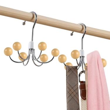 Imagem de Pacote com 2 cabides com capuz para organizador – ganchos giratórios de armário de 360° para cinto, armazenamento de sutiã que economiza espaço, organizador de acessórios para gravata, chapéu, regata