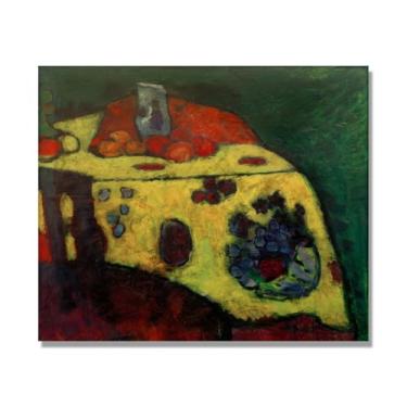 Imagem de NHLDZYH Pôster de arte expressionista (vida morta com cobertor amarelo) por Alexej von Jawlensky. Pinturas a óleo famosas. Decoração de parede de sala de estar ou escritório. Tela de 50 x 60 cm - 19,6