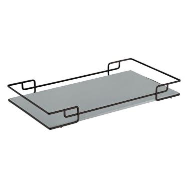 Imagem de Bandeja Multiuso Luana Tampo Couríssimo Cinza 30X40 Preta