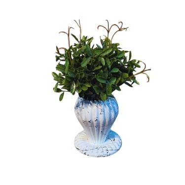 Imagem de Arranjo Decorativo - DROPA Branco pequeno com Mini Buque de Eucalipto, Estilo Vintage