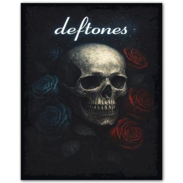Imagem de Deftones Skull Rose Requiem - Pôster Dark Rock Arte de Parede 20 x 25 Sem Moldura - Decoração Inspirada em Banda de Metal Pesado para Quarto Estúdio Escritório - Impressão em Estilo Tapeçaria Estética