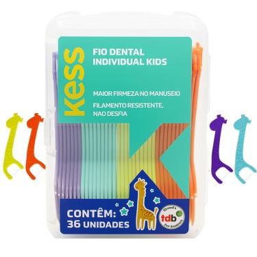 Imagem de Fio Dental Infantil Individual Kess 36 Unidades Colorido