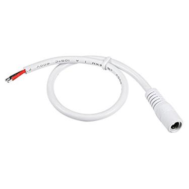 Imagem de uxcell Conector de cabo de alimentação DC fêmea de plástico de 30 cm 18AWG 10A para câmera de segurança CCTV 2,1 x 5,5 mm, branco