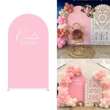 Imagem de Uoimystify Capa de fundo de arco, rosa, Cielito, chá de panela, decoração de festa de aniversário, tecido elástico, arcos para festas de casamento mexicanas Fiesta (3998, 19 x 10 pés (AxL))