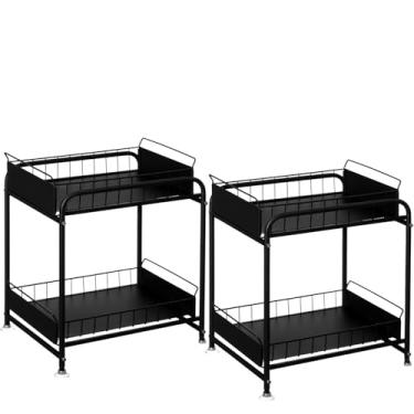 Imagem de Basicwise Organizador embaixo da pia com cestas de arame ajustáveis de 2 camadas para banheiro, cozinha ou armários utilitários, prateleira removível para suprimentos de limpeza e itens essenciais de