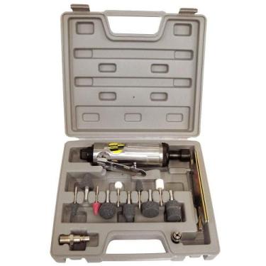 Imagem de Micro Retífica Pneumática com Jogo 10 Peças de Ponta Montada Abrasiva 