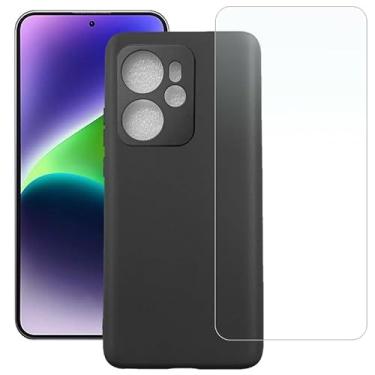 Imagem de TNKISRY Capa para capa de telefone Oscal Tiger 13 [6,7 polegadas], capa macia de TPU protetora preta, posição precisa do orifício, película protetora de tela temperado [1 unidade]