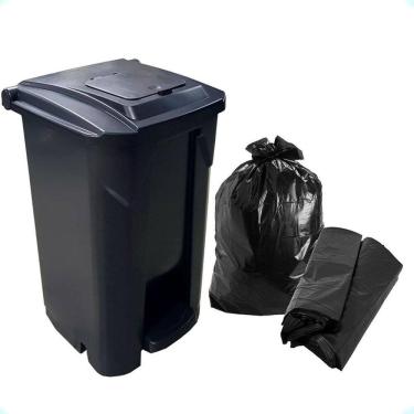Imagem de Lixeira 60L Com Pedal Tampa Click E 100 Sacos De Lixo