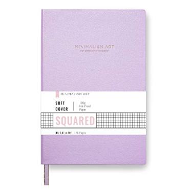 Imagem de Arte minimalista, capa macia premium para caderno, agenda quadriculada, 176 páginas, papel espesso premium 100 g/m², marcador de livro de fita, couro PU fino, composição B5 19,3 x 25,4 cm (grande, rosa)