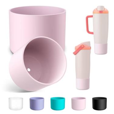 Imagem de Alwenid 2 peças de bota de silicone para Owala FreeSip Sway garrafa de 850 g 1,134 g, capa protetora antiderrapante para copo de água de aço inoxidável Owala FreeSip Sway (rosa)